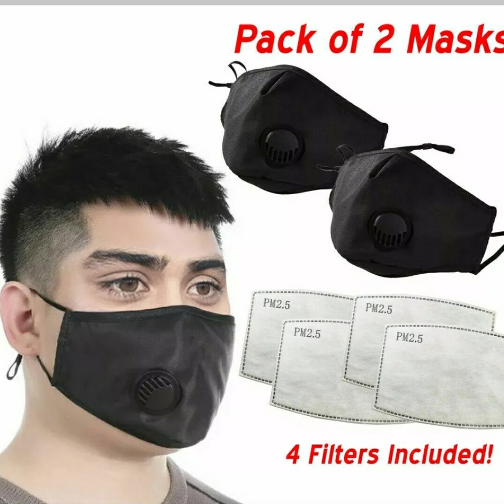 2- Outdoor Face Masks with Valve + (4) Filters